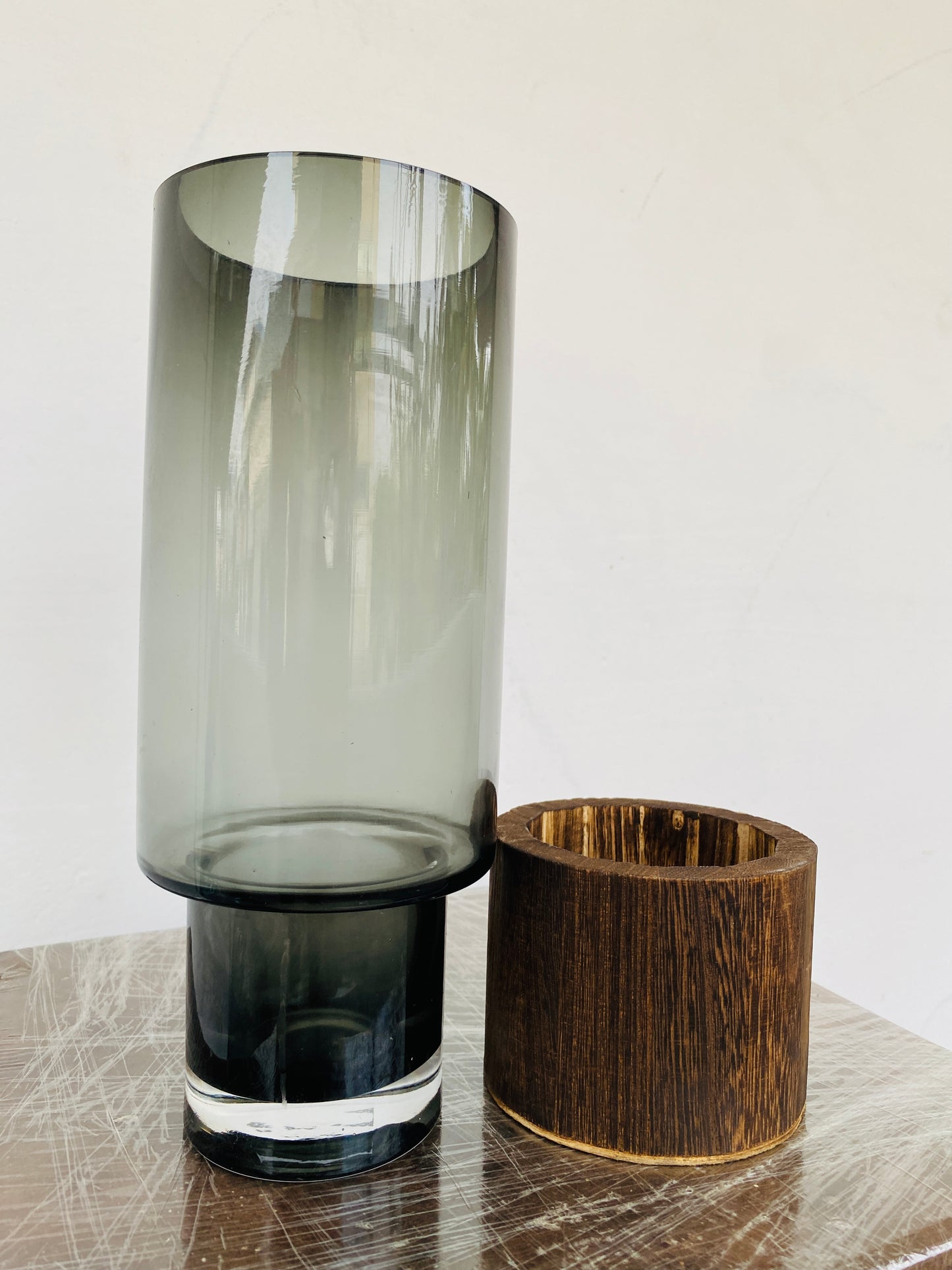 Premium Imported Designer black wood Glass Vase showpiece 02– Limited Edition