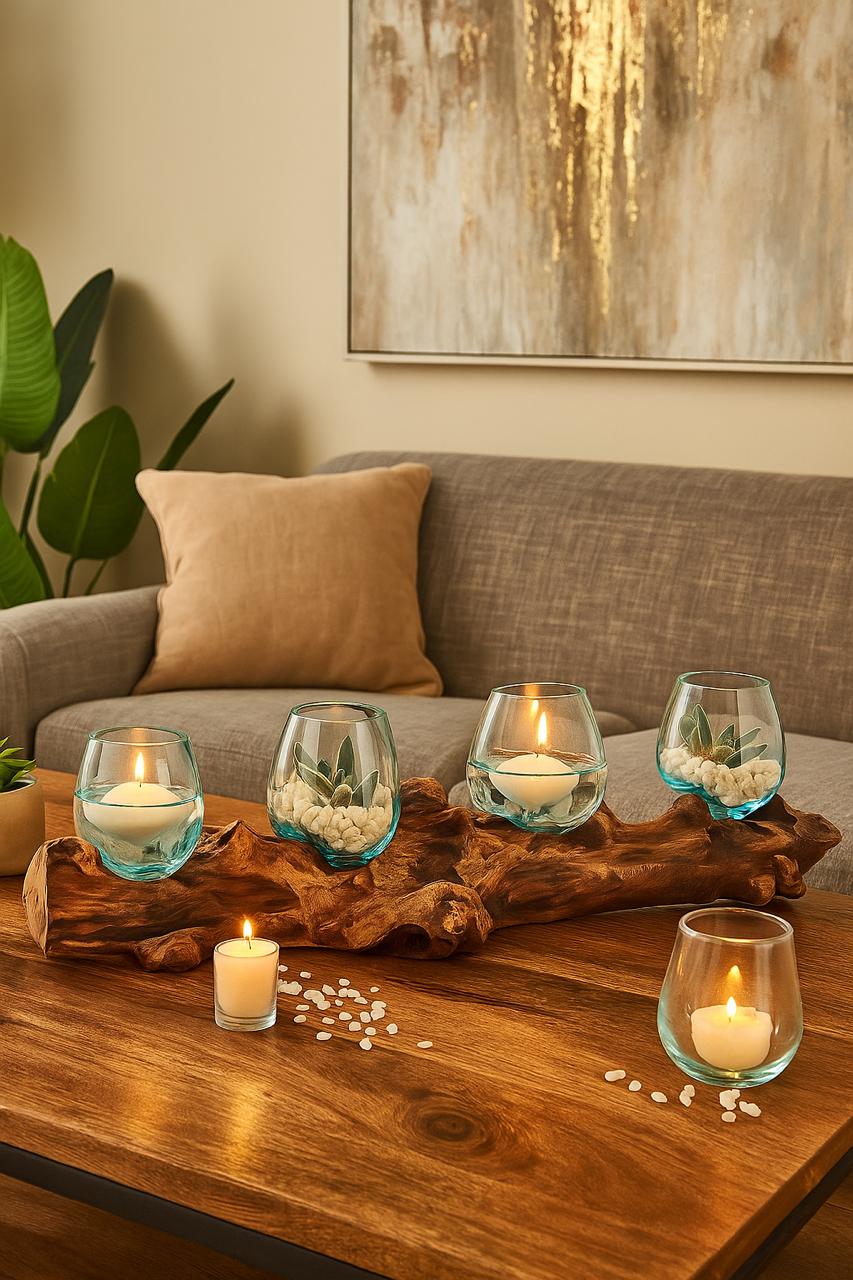 Four Molten Glass on Driftwood base(Pre-order)