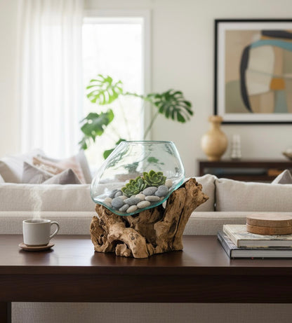 Wavecrest xlarge size Molten Glass on teak Driftwood(Pre-order)