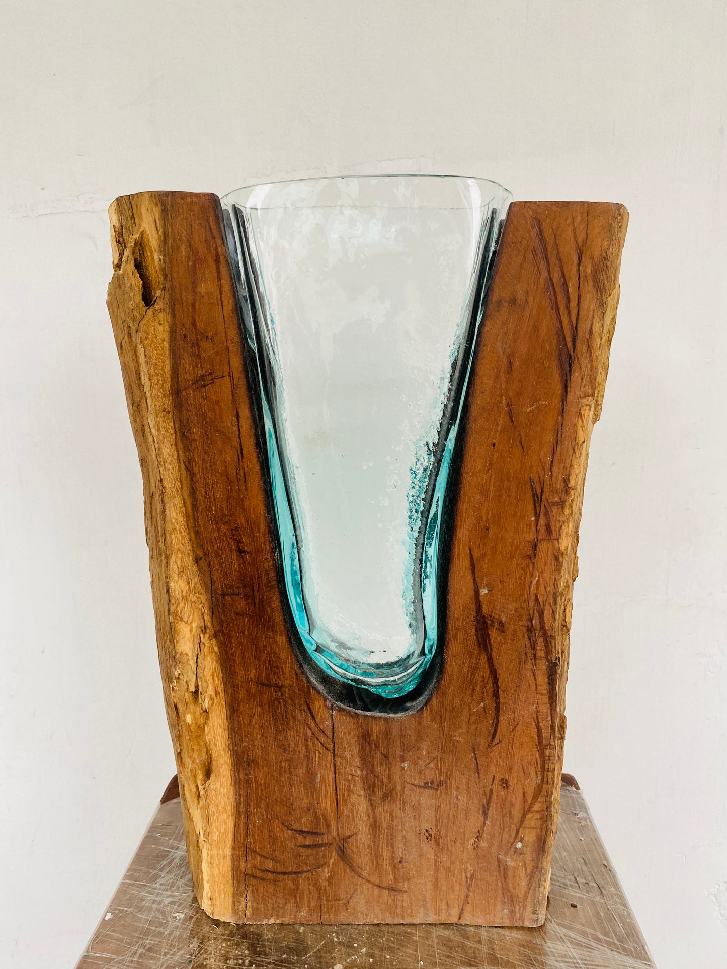 Molten Glass on teak Driftwood(Forestwall)
