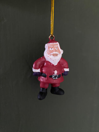 Christmas Polystone Santa Claus Ornament Set (Pack of 4) - Hand-Painted Miniature Christmas Tree Hanging Decorations