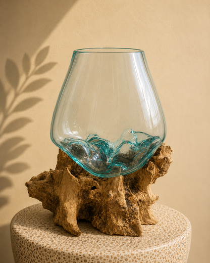 Wavecrest xl size Molten Glass on teak Driftwood