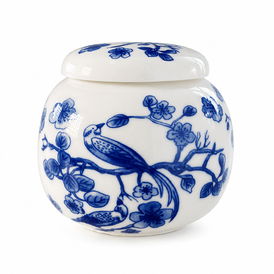 Blue&white Porcelain Tea kitchen bird&floral Jars With Lids –  Ceramic Tea Storage Canisters Airtight Container for Loose Tea, Sugar, Herbs