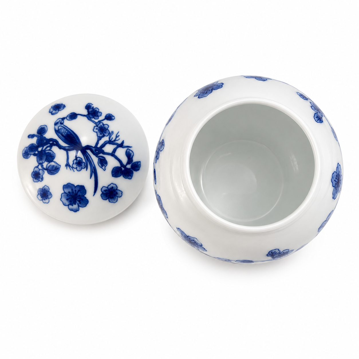 Blue&white Porcelain Tea kitchen bird&floral Jars With Lids –  Ceramic Tea Storage Canisters Airtight Container for Loose Tea, Sugar, Herbs