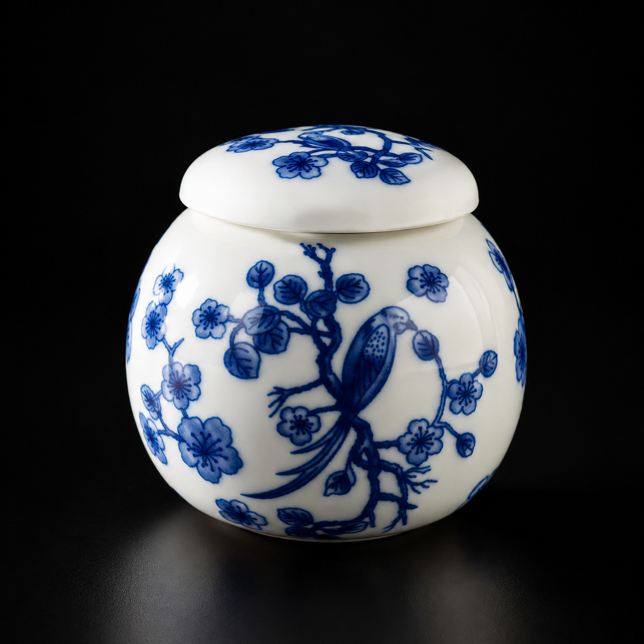 Blue&white Porcelain Tea kitchen bird&floral Jars With Lids –  Ceramic Tea Storage Canisters Airtight Container for Loose Tea, Sugar, Herbs