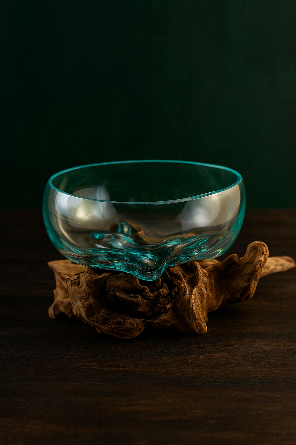 Molten Glass on teak Driftwood-Oceanbowl(Pre-order)