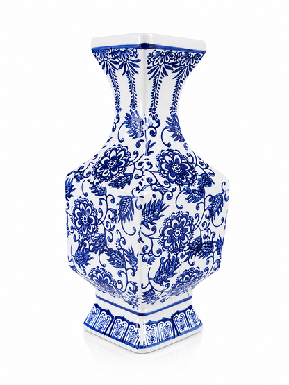Royal Blossom Porcelain Decorative Vase –Luxury Blue & White Chinese-Inspired Flower Vase