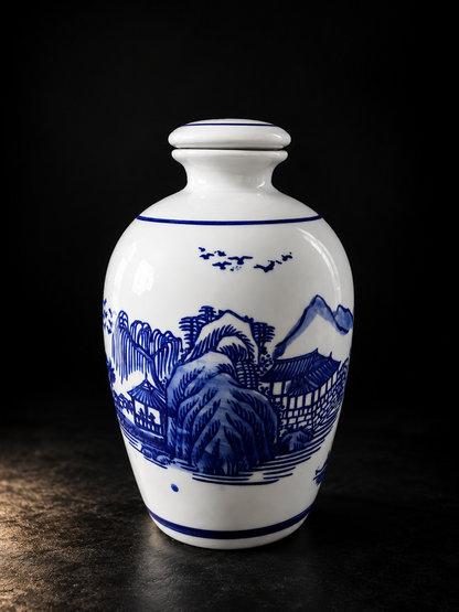Imported Blue & White Chinese Porcelain Vase | Decorative Oriental Ceramic Flower Vase | Chinoiserie Home Decor