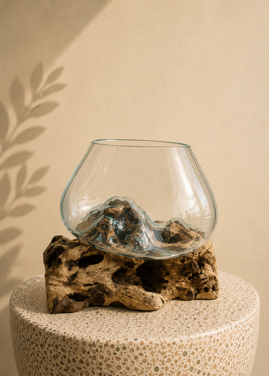 Molten Glass on teak Driftwood-wavecrest large