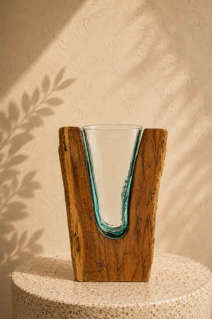 Molten Glass on teak Driftwood(Forestwall)