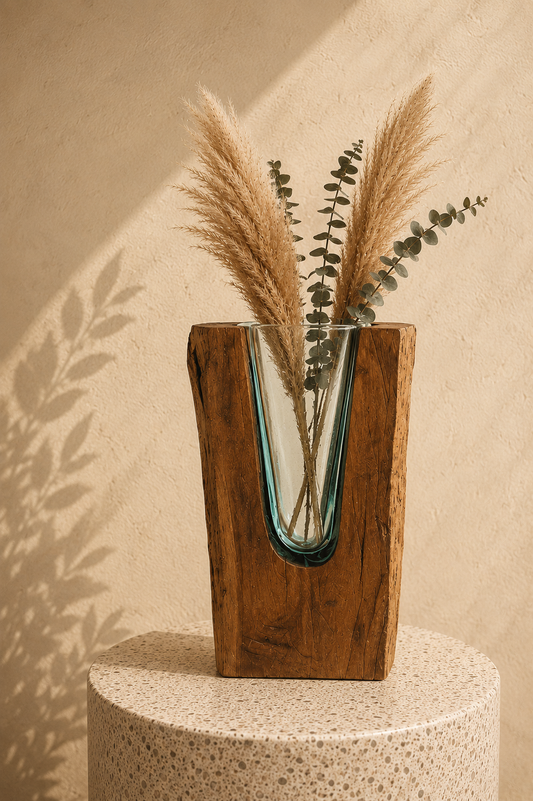 Molten Glass on teak Driftwood(Forestwall)