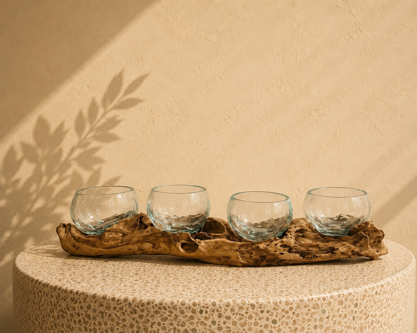 Four Molten Glass on Driftwood base aurelia model
