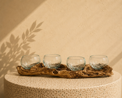Four Molten Glass on Driftwood base aurelia model