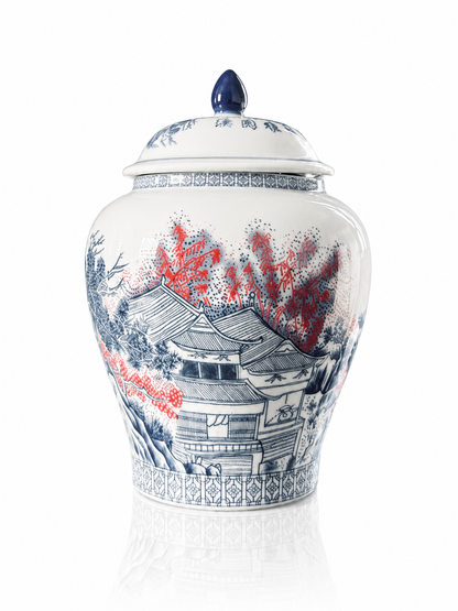 Chinese Porcelain Tea kitchen floral Jars With Lids –  Ceramic Tea Storage Canisters Airtight Container for Loose Tea, Sugar, Herbs