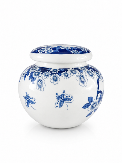 Imported blue&white Tea ginger Jars With Lids Jingdezhen butterfly floral Ceramic kitchen Storage Canisters Style Blue white pottery home decor