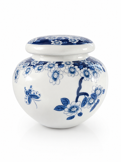 Imported blue&white Tea ginger Jars With Lids Jingdezhen butterfly floral Ceramic kitchen Storage Canisters Style Blue white pottery home decor