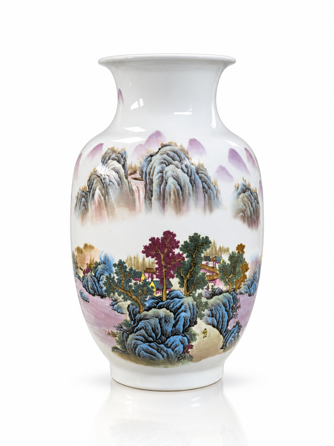 Traditional Landscape Ceramic Vase-Hidden Paradise