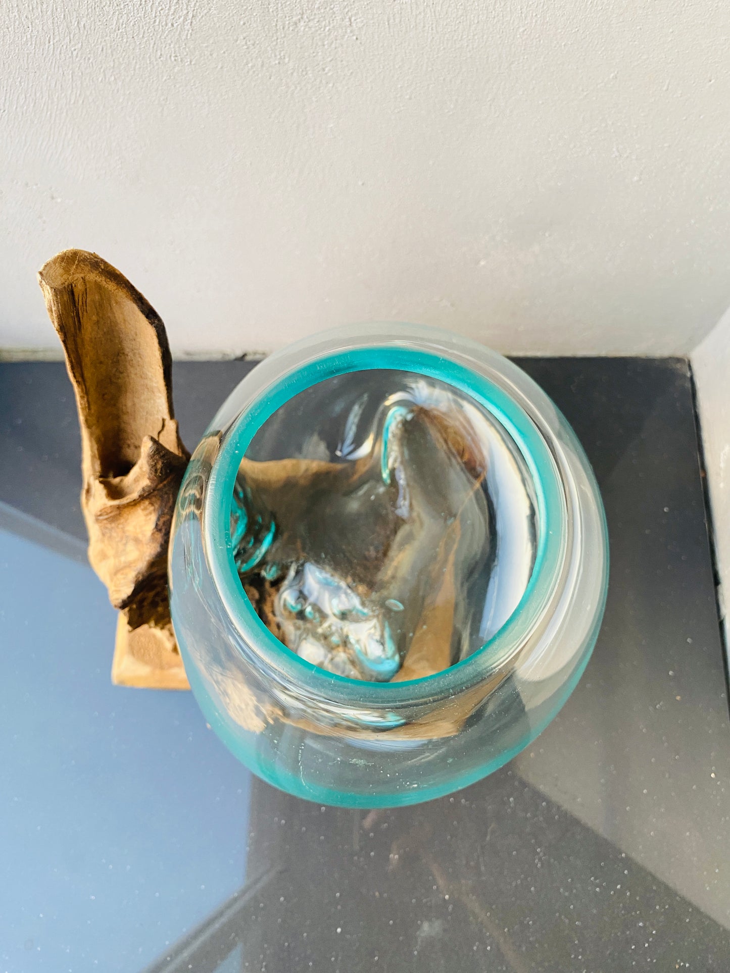 Molten Glass on polished teak Driftwood(rare limited edition)