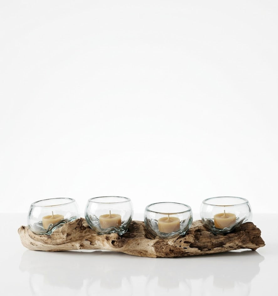 Four Molten Glass on Driftwood base aurelia model