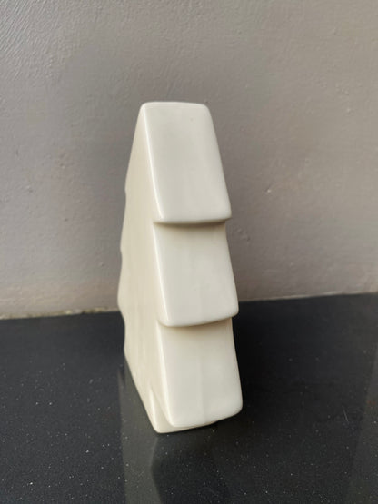 White Ceramic Christmas Themed Tree Miniature showpiece Figurine Festive Tabletop Decor Holiday Home Decoration Gift