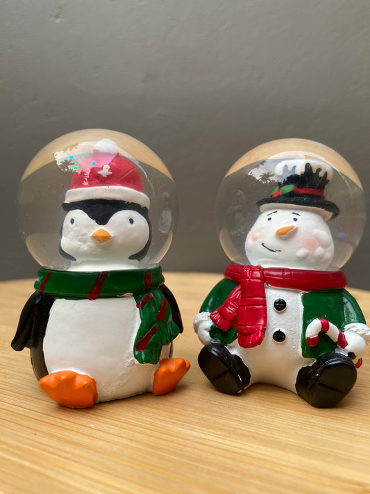 Penguin and Snowman Snow Globe Combo - Perfect Christmas Decor & Gifting Set