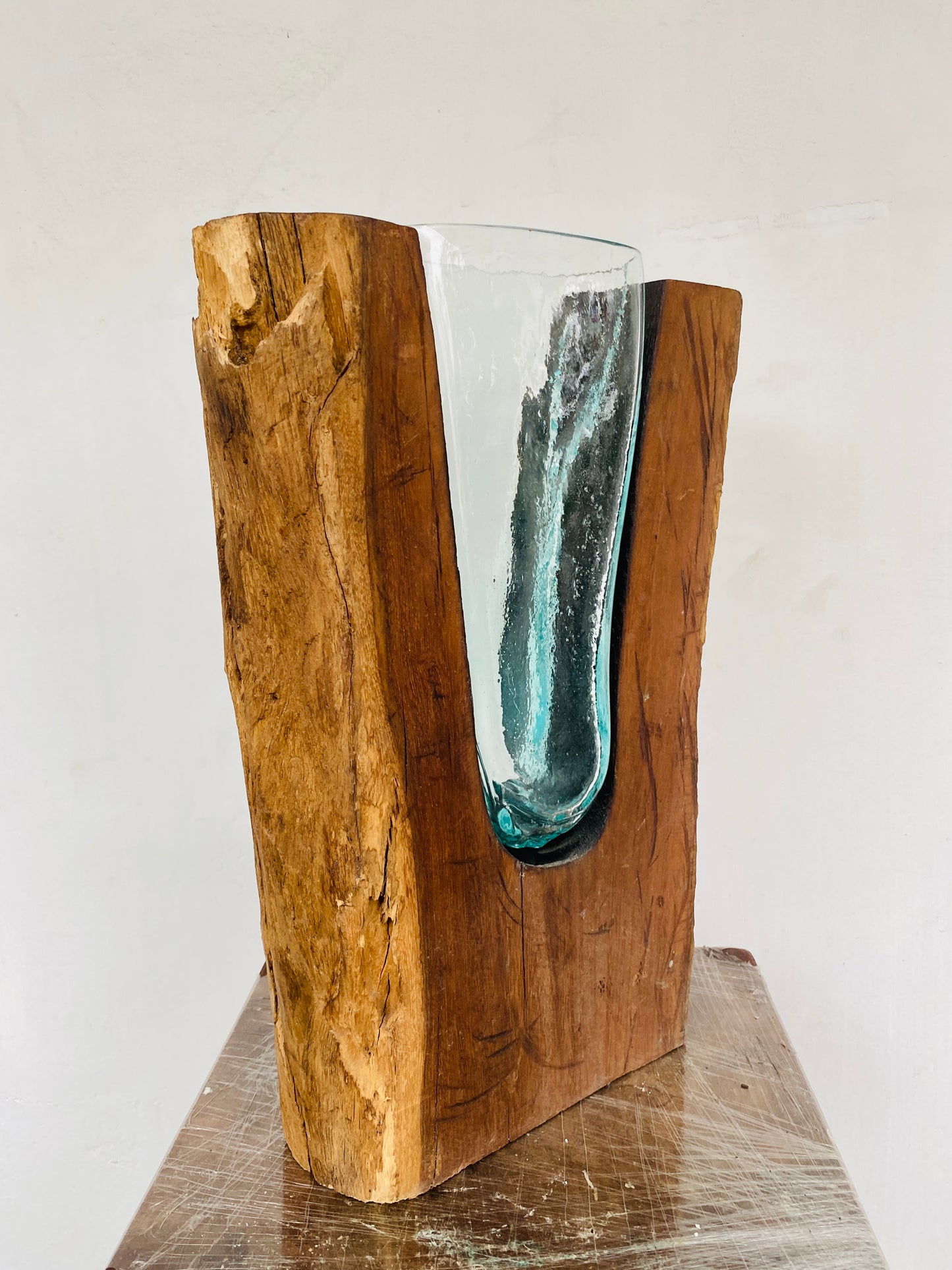Molten Glass on teak Driftwood(Forestwall)