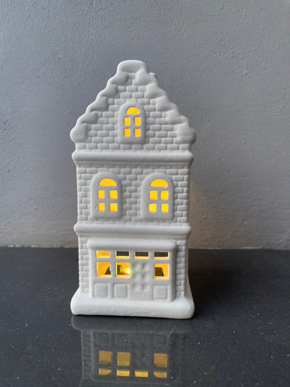 Amsterdam canal house themed Ceramic Tealight Candle White Christmas Home Decor Imported from netherlands