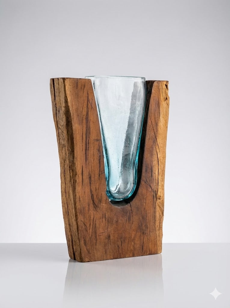 Molten Glass on teak Driftwood(Forestwall)