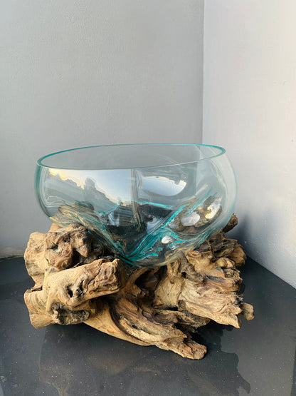 Molten Glass on teak Driftwood-Oceanbowl(medium)