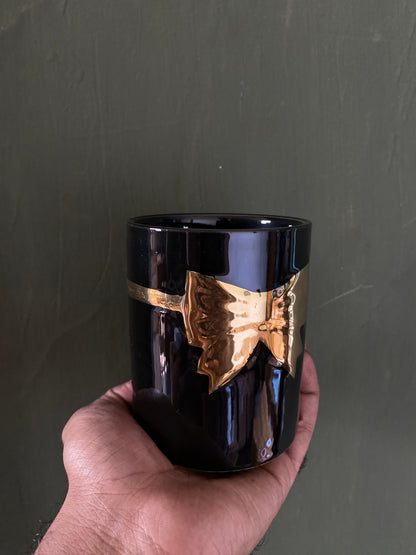 Black golden ribbon designed ceramic planter