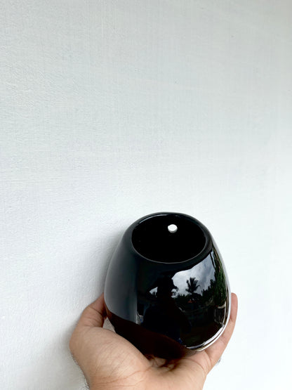 Black wall hanging ceramic planter