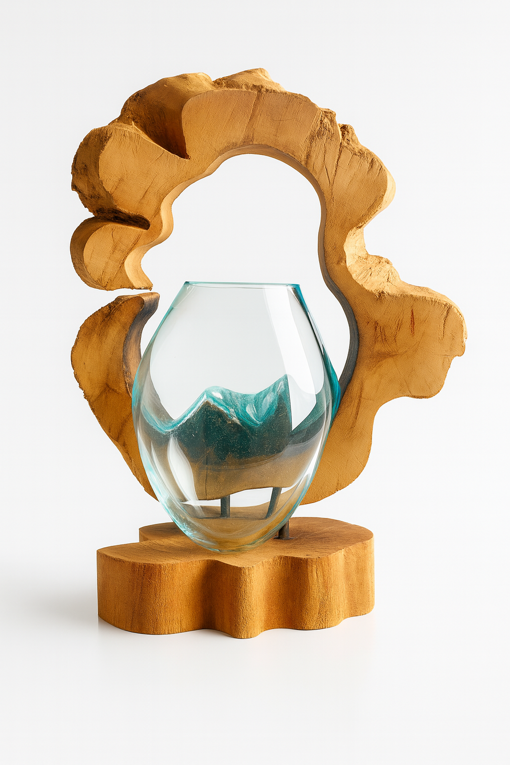 Molten Glass on polished teak Driftwood-Archflow