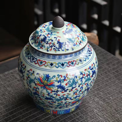 Chinese Porcelain Tea kitchen Jars With Lids –  Ceramic Tea Storage Canisters Airtight Container for Loose Tea, Sugar, Herbs