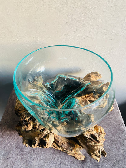 Molten Glass on teak Driftwood-Oceanbowl(medium)