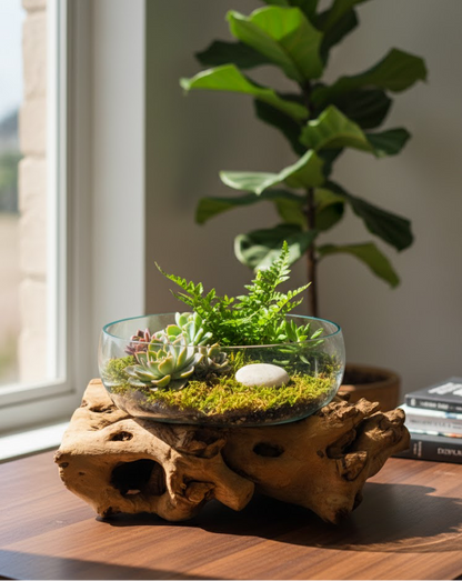 Molten Glass on teak Driftwood-Oceanbowl(large)