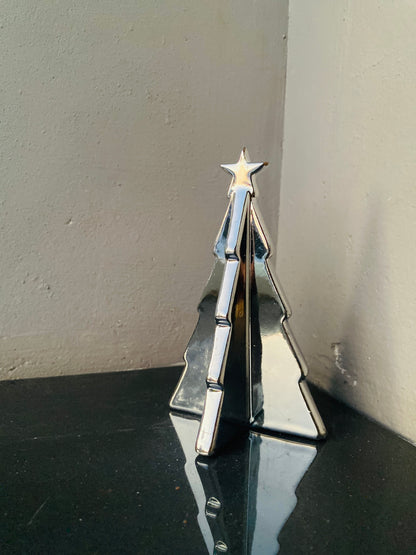 Christmas Ceramic Silver Orange Elegant Modern Tabletop Festive Decoration Tree Home Office Decor Gifting Combo(Set of 2)