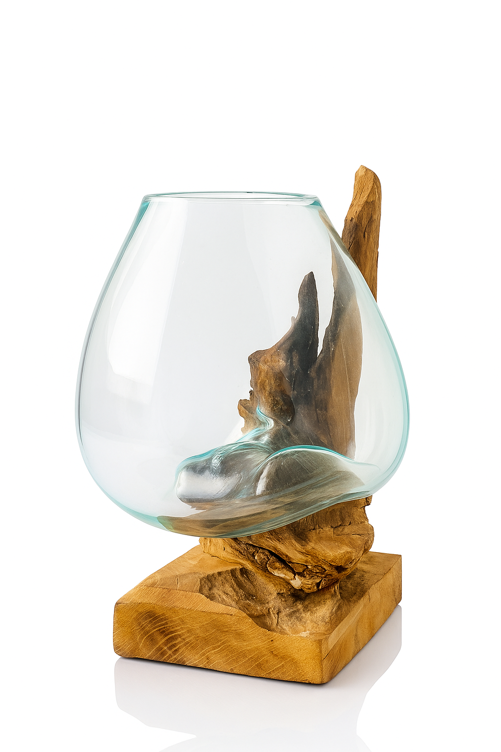 Molten Glass on polished teak Driftwood(rare limited edition)