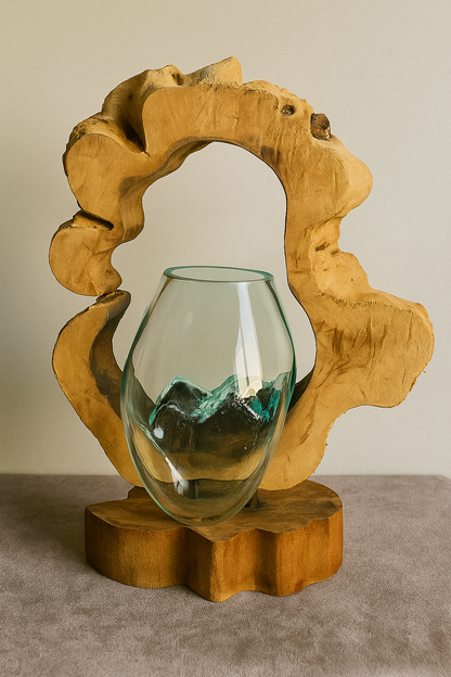Molten Glass on polished teak Driftwood-Archflow