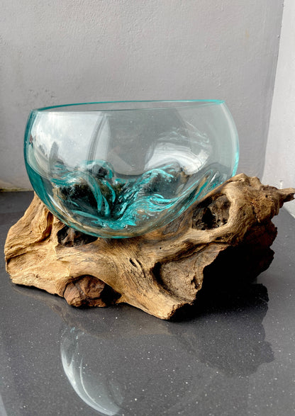Molten Glass on teak Driftwood-Oceanbowl
