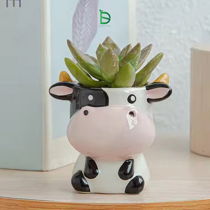 Cow ceramic planter