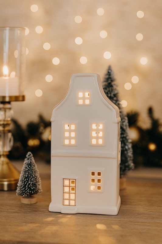 Amsterdam canal house themed Ceramic Tealight Candle White Christmas Home Decor big size Imported from netherlands