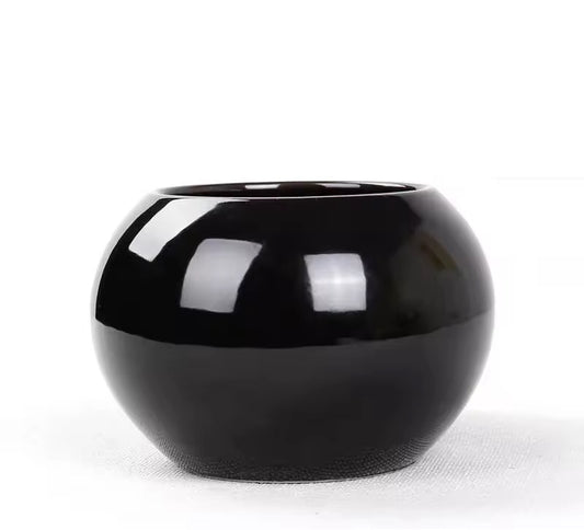 Black ceramic planter