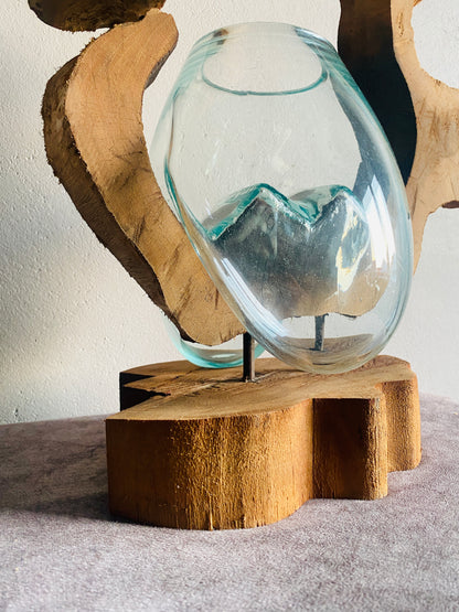 Molten Glass on polished teak Driftwood-Archflow