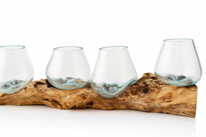 Four Molten Glass on Driftwood base(Pre-order)
