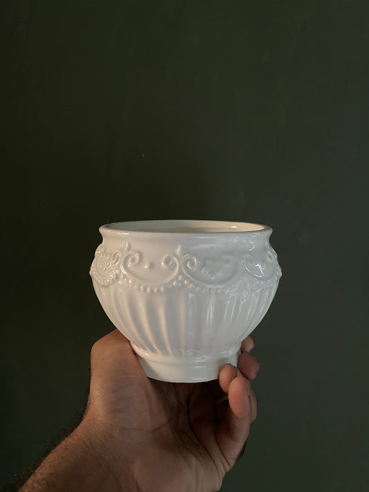 White ceramic planter