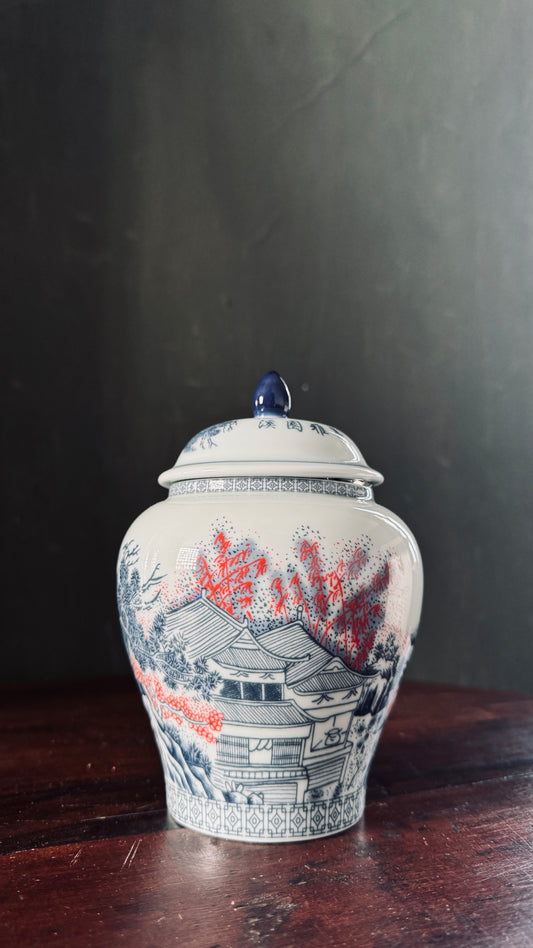 Chinese Porcelain Tea kitchen floral Jars With Lids –  Ceramic Tea Storage Canisters Airtight Container for Loose Tea, Sugar, Herbs