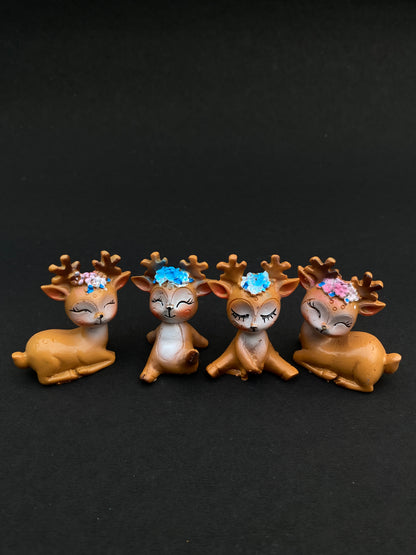 Set of 4 deer buddha polystone miniatures