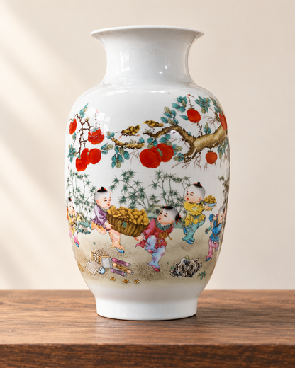 Traditional Chinese Ceramic Decorative Vase- Good things