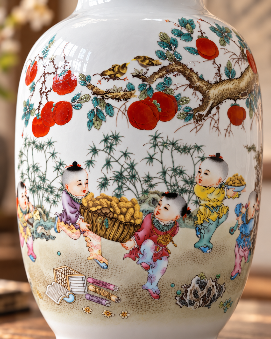 Traditional Chinese Ceramic Decorative Vase- Good things