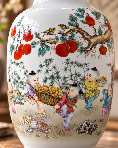 Traditional Chinese Ceramic Decorative Vase- Good things